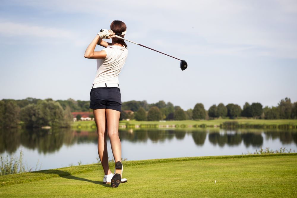 Golfer hitting a drive